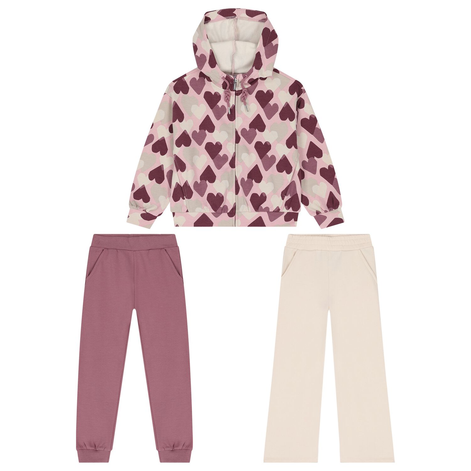 Girls Purple & Ivory Tracksuit ( 3 Piece ), 1, hi-res